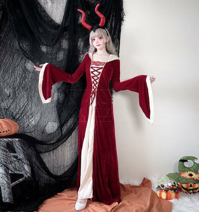 楽天市場】大人 ハロウィン コスプレ衣装 マキシ丈 マント女王 魔女 
