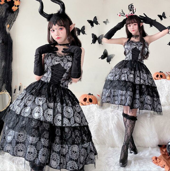 楽天市場】女性 ハロウィン コスプレ衣装 ゴスロリ 暗黒風 ゴシック 