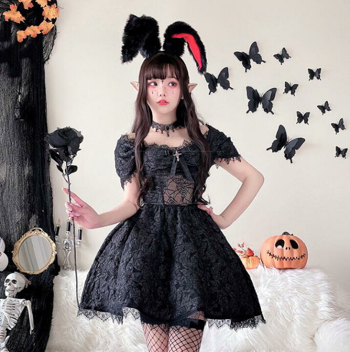 楽天市場】女性 大人 ハロウィン コスプレ衣装 レースドレス ゴシック 