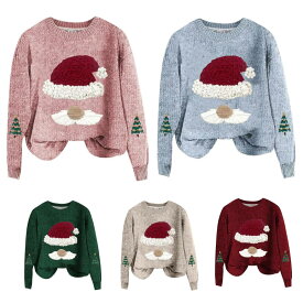 クリスマス コスプレ セーター サンタ柄 レディース クリスマス衣装 クリスマスセーター クリスマス元素 プルオーバー ニット セーター クリスマスプレゼント サンタコス 5色