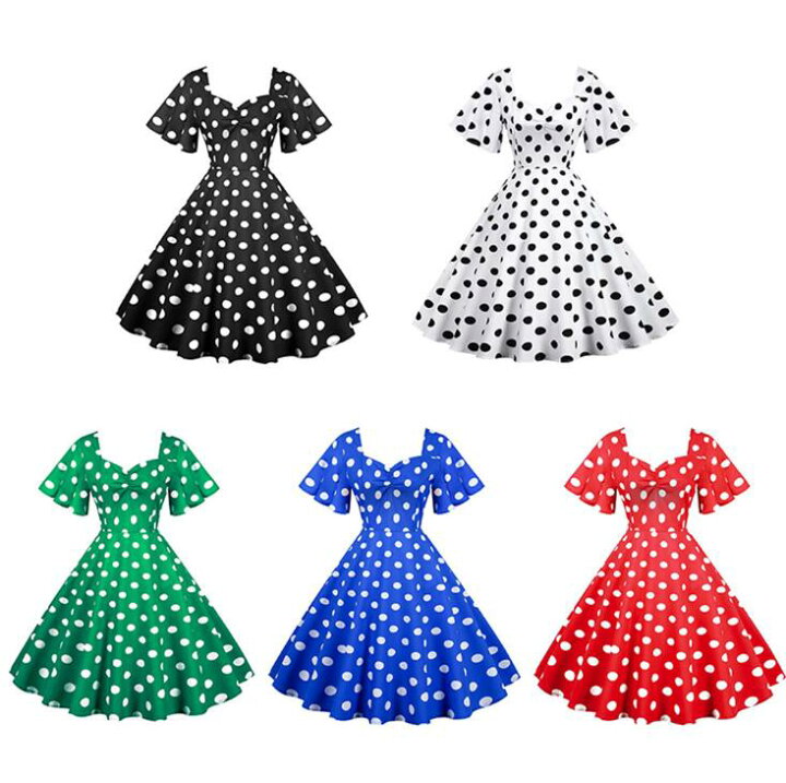 楽天市場 レトロワンピース 水玉柄 ロング丈ワンピース 可愛い 大きい裾ワンピース スカラップ袖 フランス風ドレス レディースダンス衣装 舞台演出服 団服 パーティードレス イベント衣装 ａ ｓ ｋ Store
