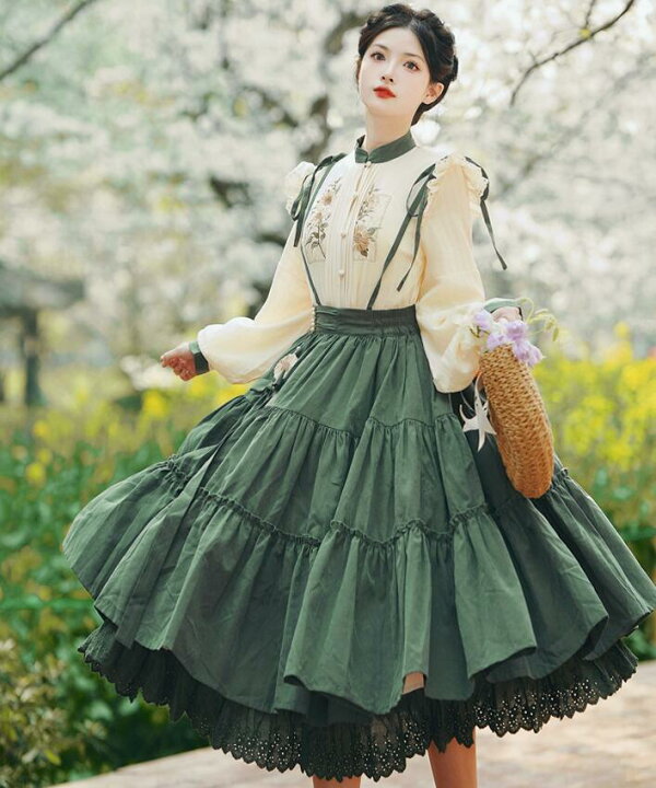 楽天市場】レトロワンピース ロング丈 レトロ ドレス 改良版漢服 森 