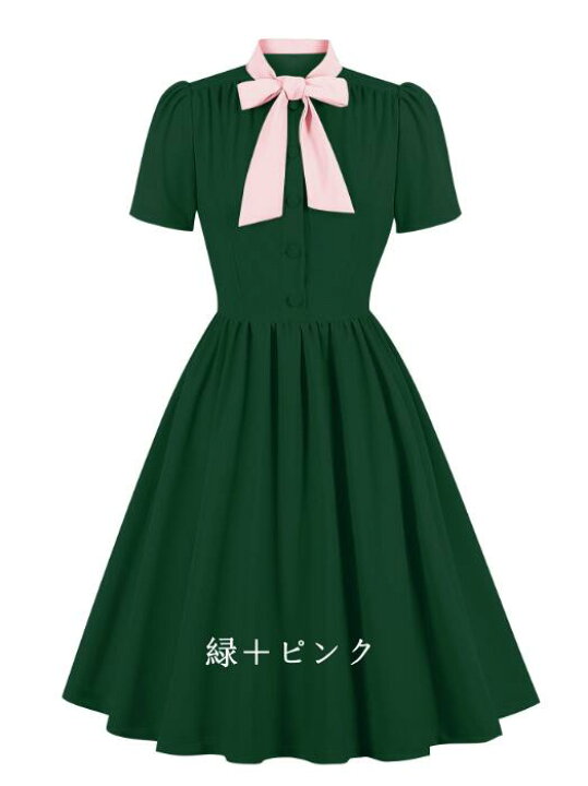 楽天市場】レトロワンピース 半袖 膝丈 レトロドレス フランス風ドレス  