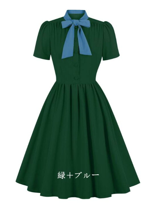 楽天市場】レトロワンピース 半袖 膝丈 レトロドレス フランス風ドレス 