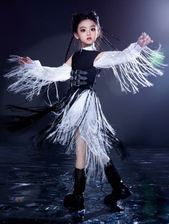 楽天市場】女の子 ダンス衣装 フリンジ ドレス レース トップス 個性 