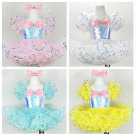女の子 ダンス衣装 スパンコール チュールワンピース キラキラ ボリューム プリンセスワンピース 可愛い…