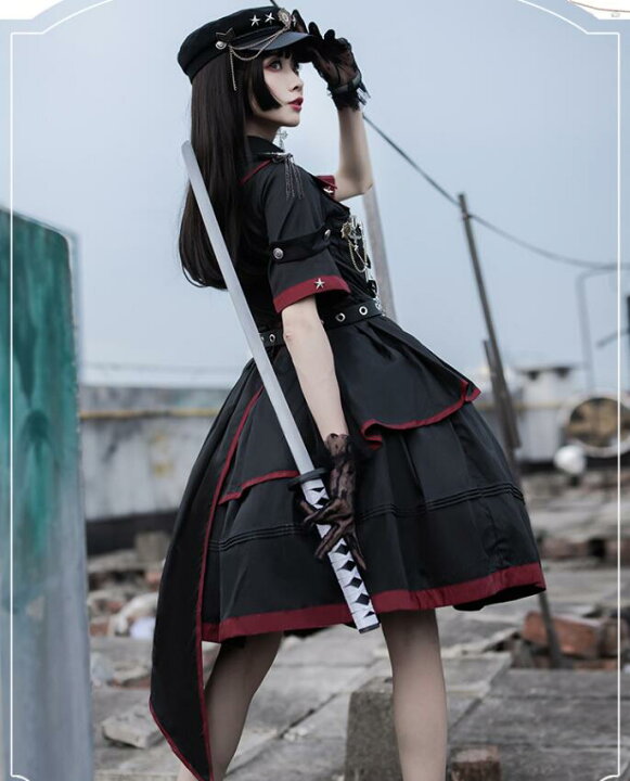 楽天市場】ゴスロリ 暗黒風 ワンピース ミリタリー風 コスプレ衣装 