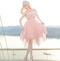 新品 ピンク 姫系 フレア ワンピース
