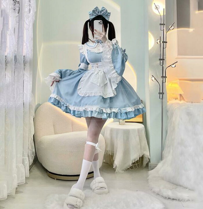 楽天市場】メイド服 7点セット 袖取り外し可 長袖/半袖 2way メイド  