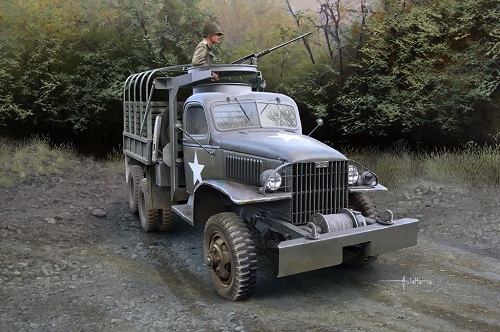 ホビーボス 1 35 数量限定 アメリカ陸軍 GMC カーゴトラック 新品 CCKW-352 プラモデル 機関銃装備