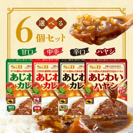 選べる6袋セット！エスビー食品 あじわいカレー【甘口】【中辛】【辛口】【ハヤシ】ヱスビー レトルト カレー カレーライス ハヤシライス レトルトパウチ レトルト食品 レンジ対応 詰め合わせ 食べ比べ