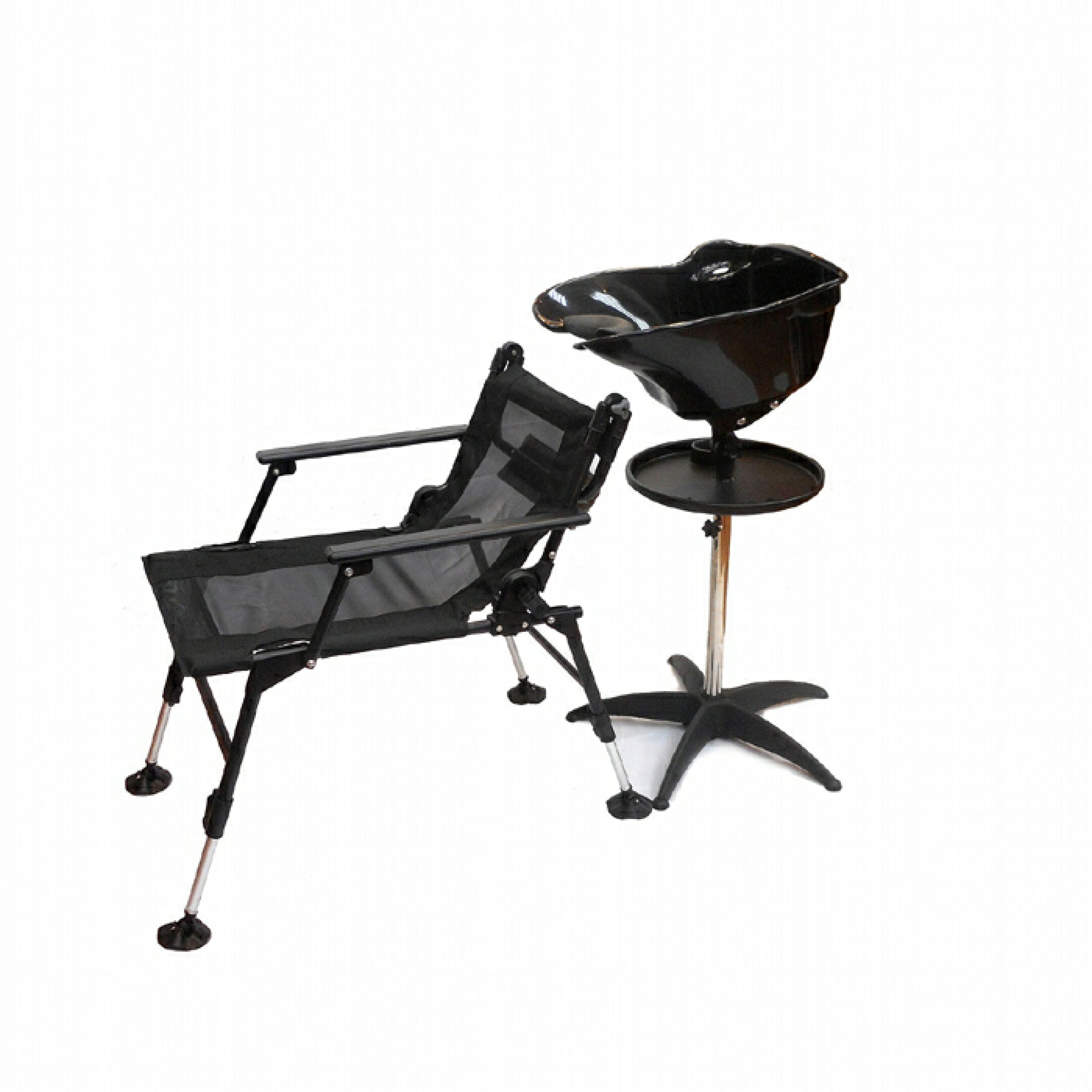 美容室 専用 アダプター 移動式 シャンプー台 ワンシャンA 給排水ホース10m＋軽量 シャンプーチェア セット ヘッドレスト付き 折りたたみ式 角度調節 昇降可能