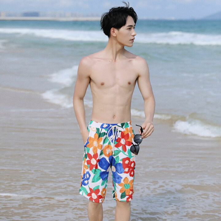 楽天市場 Alp 水着 メンズ 男性用 ビーチパンツ 大きいサイズ Men S L 3l 単品 サーフパンツ リゾート水着 海パン 水陸両用 スイムウェア オレンジ系 短パン インナーパンツ内蔵 おしゃれ かっこいい 男性 手書き風花柄 ポケット有り 紐付き メール便y Shiny