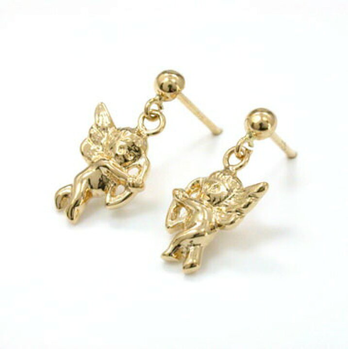 楽天市場】K18ゴールド 天使モチーフピアス（通常芯・シリコンキャッチ  