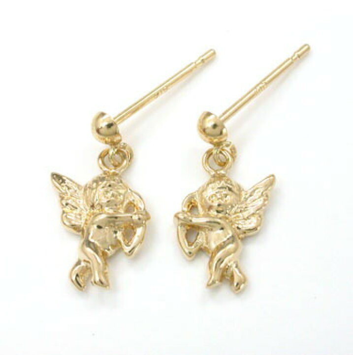 楽天市場】K18ゴールド 天使モチーフピアス（通常芯・シリコンキャッチ  