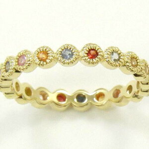 10金(K10)/10金ホワイトゴールド2種類からお選びいただけます。サファイヤ キセキ(貴石) フルエタニティ リング(ファンシーサファイヤ レインボーカラー) 送料無料 即納品(4日前後発送可