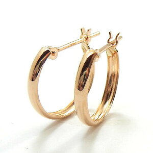 18金ピンクゴールド フープピアス (幅2ミリ・外径13ミリ)送料無料