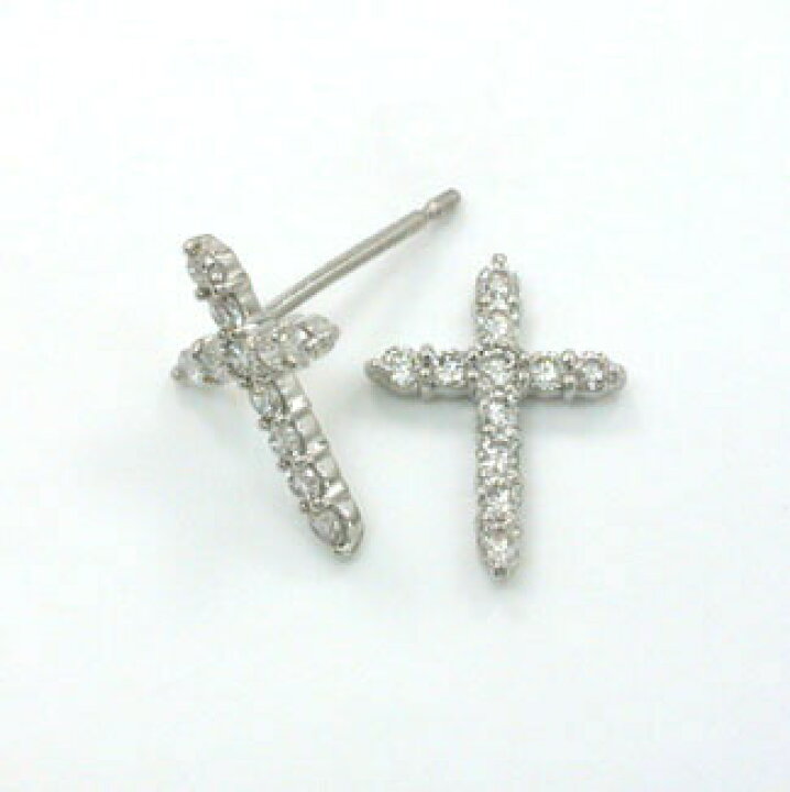 楽天市場】PT900 天然ダイヤモンドクロス ピアスtypeAA（シリコン  