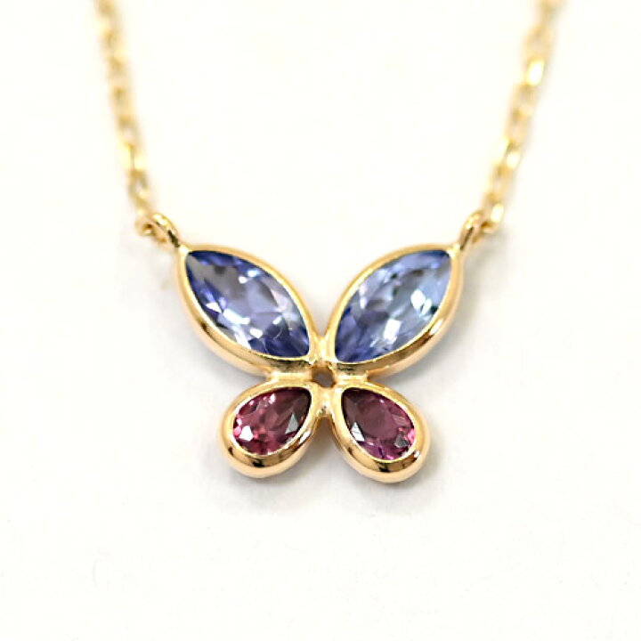 美品❣️アメジスト＆ペリドット＆ダイヤ蝶のデザイン4wy ネックレス 