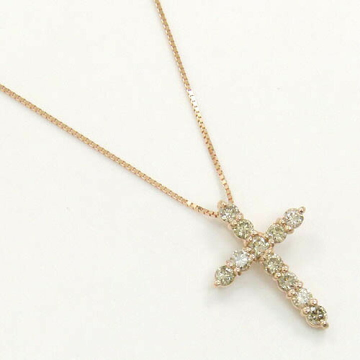 楽天市場】＋P20倍以上 ダイヤモンドクロスネックレス K10PG/K10WG/K10  