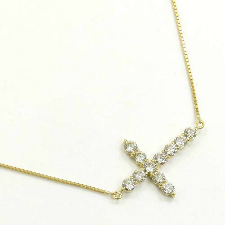 楽天市場】K18 天然ダイヤTypeAA 0.6ct クロス ネックレス 