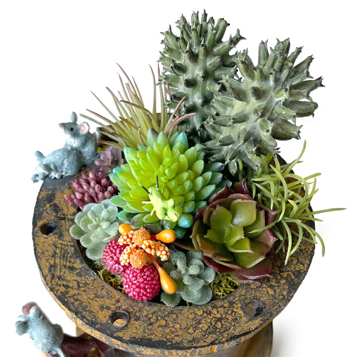 82757YU ピッコロ 多肉 (フェイクグリーン) 寄植え 1個 多肉植物 寄せ植え 玄関 鉢 フェイクグリーン ポット フェイク 植物 ガーデンオブジェ インテリアグリーン インテリア オブジェ おしゃれ かわいい プレゼント 贈り物 by azi-azi 造花 アスカ コキアピック フロストグリ−ン A-42621-051F 造花葉物、フェイクグリーン 多肉植物