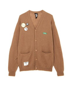 �yMANASTASH�z×BILLIONAIRE BOYS CLUB/MOHAIR CARDIGAN WITH BADGE/�r���I�l�A�{�[�C�Y�N���u/���w�A�J�[�f�B�K�� �E�B�Y�o�b�a�g�b�v�X �j�b�g ���� �V���v�� S~XL �u���b�N �x�[�W�� �J���C�C �H�~