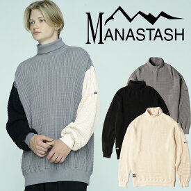 ☆セール|【MANASTASH】MANASTASH/マナスタッシュSNUGGLE SNUG THERMAL BULKYNECK スナーグルスナッグサーマルバルキーネックトップス 長袖 シンプル ブラック ホワイト グレー パネル 新作 23fw aw 秋冬 定番アイテム M~2XL