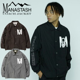 セール【50%OFF】｜【MANASTASH】MANASTASH/マナスタッシュCOACH JACKET/コーチジャケットアウター トップス ブルゾン ナイロン 90's M~2XL ブラック ブラウン ブルーグレー 袖プリント 新作 23fw aw 秋冬 大きいサイズ カワイイ ゴープコア
