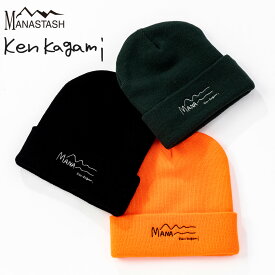 ☆タイムセール｜【MANASTASH】Ken Kagami×MANASTASHコラボニットキャップ/KEN'S BEANIE MST LOGO帽子 ビーニー ロゴ フリーサイズ オレンジ グリーン ブラック
