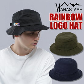 【MANASTASH】MANASTASH/マナスタッシュRAINBOW LOGO HAT/レインボーロゴハット新作 23fw aw 秋冬 シンプル ブラック オリーブ ネイビー ワンサイズ バケットハット バケハ サファリハット