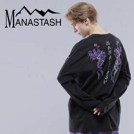 【MANASTASH】MANASTASH/マナスタッシュ/DRAGON L/S TEE /ロングスリーブTシャツ新作 24ss 春夏 トップス ロンT ブラック ホワイト ネイビー 袖プリント バックプリント S~2XL 大きいサイズ シンプル