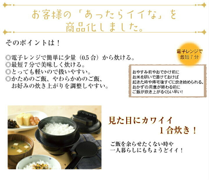電子レンジ専用炊飯器 備長炭入 ちびくろちゃん 米研ぎプラス