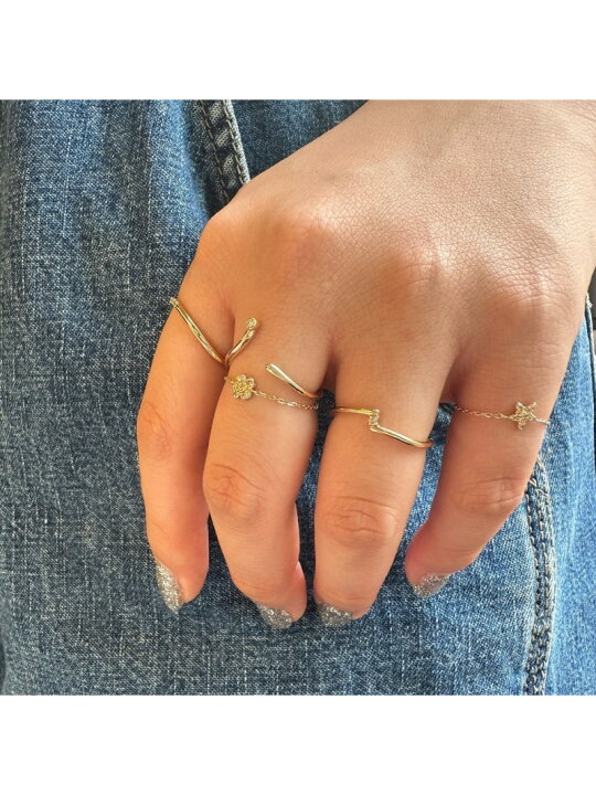 楽天市場】【Tiny Motif】K10ダイヤモンドクローバーチェーンリング  