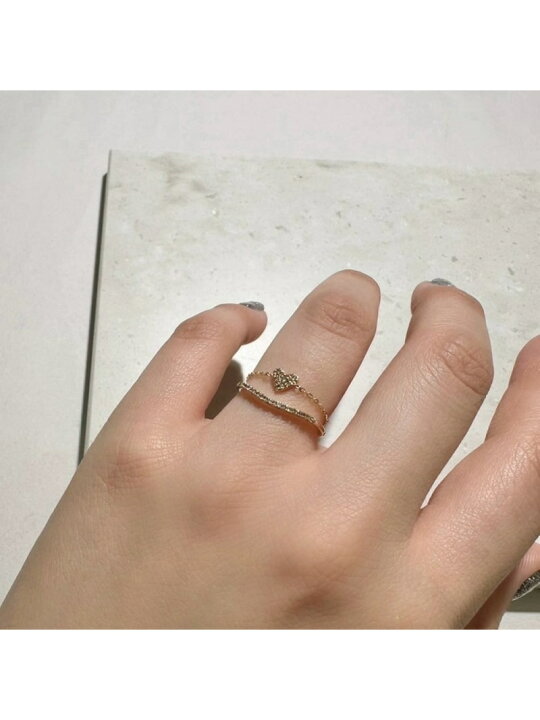 楽天市場】【Tiny Motif】K10ダイヤモンドハートチェーンリング(0.03ct  