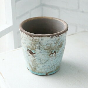 植木鉢 おしゃれ アンティーク 陶器鉢 アイシーターコイズ (選べる2サイズ)< 12.5cm 4号 16.5cm 5号 穴あり ブルー ブラウン プランター かわいい 陶器 鉢 円形 ガーデニング 室内 屋外 コベント