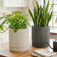 植木鉢 セメント おしゃれ カレント(2色)＜ 5号 6号 7号 14.5cm 17.5cm 20.5cm 穴あり 受け皿付 ホワイト…