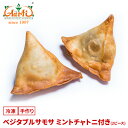 ベジタブルサモサ (2ピース) ミントチャトニ付き Vegetable samosa with mint chutney 前菜 コロッケ おやつ 軽食 揚げ物 じゃがいも ファストフード 冷凍