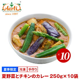 夏野菜とチキンのカレー 250g×10袋 送料無料夏季限定 summer vegetable & chicken curry ベジタブルチキン ベジタブル 夏野菜 チキンカレー カレー インドカレー スパイス インド料理 冷凍