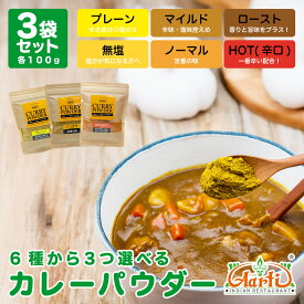 【1000円ポッキリ】6 種類から選べる オリジナルカレーパウダー レシピ付き 100g×3袋 メール便送料無料