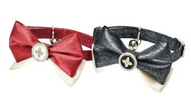 ●【メール便3個・ネコポス4個OK】【アモワークス】Cat Amo.k　パーティリボン　 カラー　S・Mサイズ　猫用（レッド/ブラック）