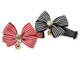 ●【メール便3個・ネコポス5個OK】【アモワークス】Cat Amo.k　ストライプリボン　カラー　S・Mサイズ　猫用（レッド・ブラック）