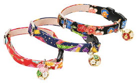 ●【メール便3個・ネコポス4個OK】【アモワークス】Cat Amo.k　J−和花柄　カラー　S・Mサイズ　猫用（ネイビー・ブラック）日本製※レッドの販売はございません※