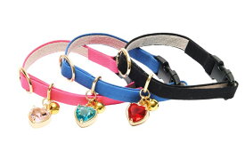 ●【メール便3個・ネコポス4個OK】【アモワークス】Cat Amo.k　ハートジュエル　カラー　S・Mサイズ　猫用（ピンク・ブルー・ブラック）