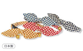 ●【メール便3個・ネコポス4個OK】【アモワークス】Cat Amo.k　J−市松　カラー　Mサイズ　猫用（イエロー・レッド・ブルー・ブラック）日本製　※Sサイズのご用意はありません