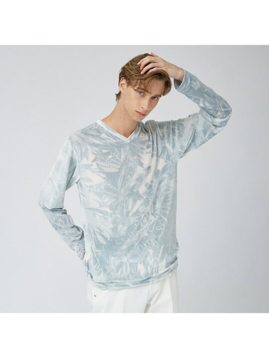 楽天市場】【SALE／25%OFF】総柄 ベロア Vネック 長袖 ニットTシャツ