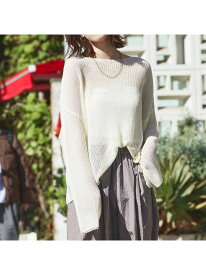 リネンライクシアーニット abahouse mavie アバハウス マヴィ トップス ニット グレー ホワイト ブルー【送料無料】[Rakuten Fashion]