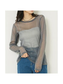 【SALE／10%OFF】ラメチュールロンT abahouse mavie アバハウス マヴィ トップス カットソー・Tシャツ ホワイト グレー【RBA_E】[Rakuten Fashion]