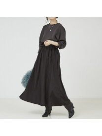 【SALE／20%OFF】【大人のいちまんワンピ】カットコンビドロストワンピース abahouse mavie アバハウス マヴィ ワンピース・ドレス シャツワンピース ブラック グレー【RBA_E】【送料無料】[Rakuten Fashion]