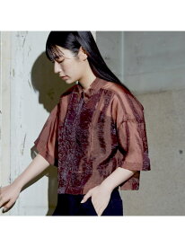 ハーフスリーブ シアー シャツ NOMINE ノミネ トップス シャツ・ブラウス ブラック グレー【送料無料】[Rakuten Fashion]